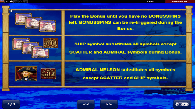 Игровой интерфейс Admiral Nelson 1